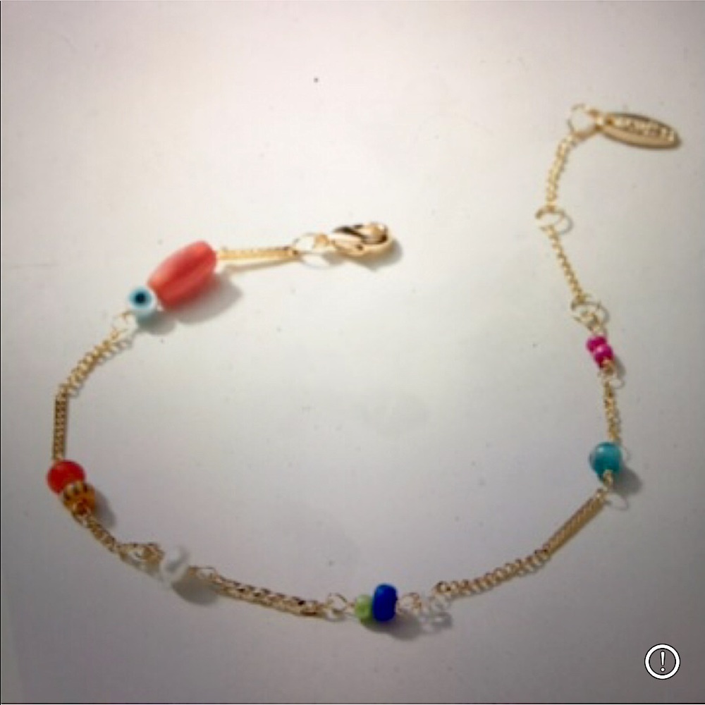 Anthropologie NWT Serefina Rainbow Bead Bracelet Red Motif